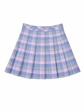 Sunday Best by Aritzia Preppy Soft Pastel Plaid Pleated A-line Mini Skirt